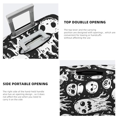 Travel Luggage Cover Protector - Black White Spooky Ghosts Anti-Scratch Suitcase Covers Fits 18-32 Inch Luggage3