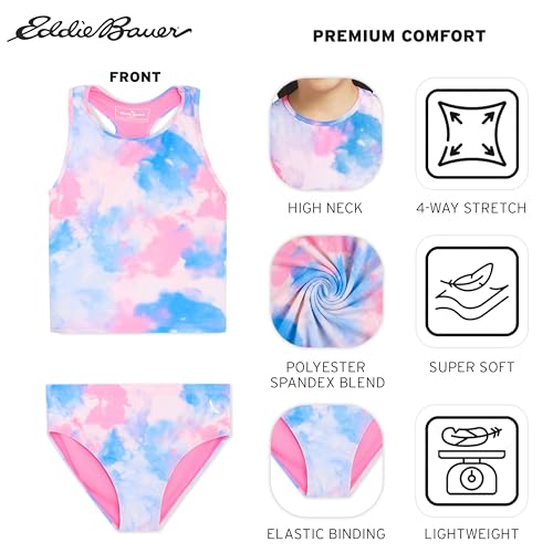 Image of Eddie Bauer Girls' UPF 50+ Swim Bikini Bottom and Racerback Tankini Set