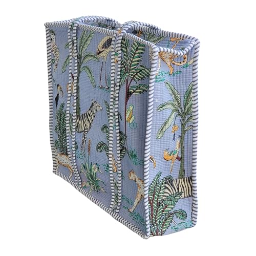 Image of 100% Cotton Jungle Print Shoulder Bag Tote Bag Women Reversible Shopping Bag and Grocery Bags Stylish Travel Bag Gift for Her