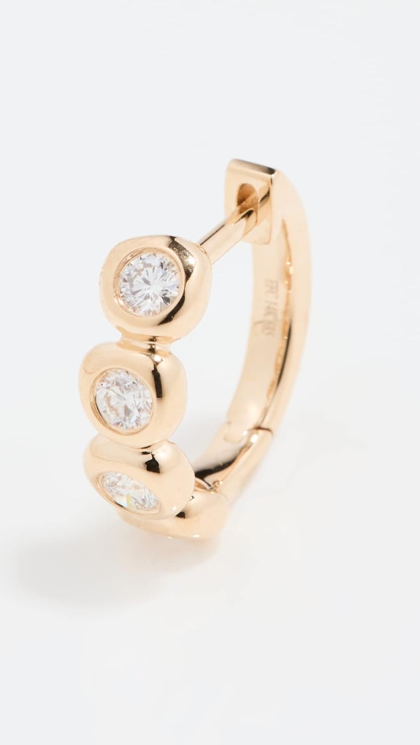 EF Collection Women's 14k Single Diamond Pillow Huggie Earring - Image 2