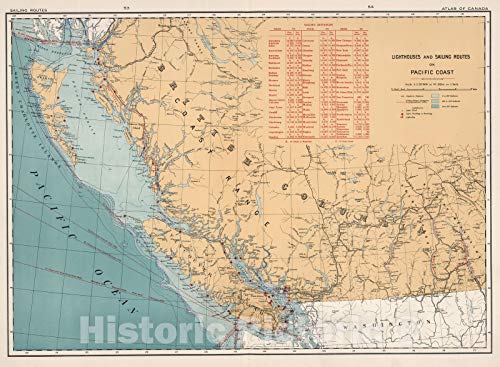 Pacific Coast Navigation 1915 Map Print