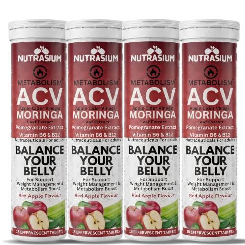 Image of Nutrasium ACV Moringa Metabolism Plus | Apple Cider Vinegar Effervescent Tablet | For Supports Weight Loss, Control Cravings, Convert Fat Into Energy, Boost Energy & Immunity | 60 Tablets Red Apple