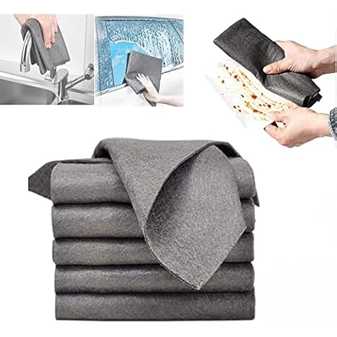 Glorihoby Thickened Magic Cleaning Cloth, All-Purpose Microfiber Towels for Kitchens Glass Cars Windows, Streak Free Reusable Microfiber Cleaning Rag for Windows,Glass,Car (Gray-5pcs,20*25cm) Cover
