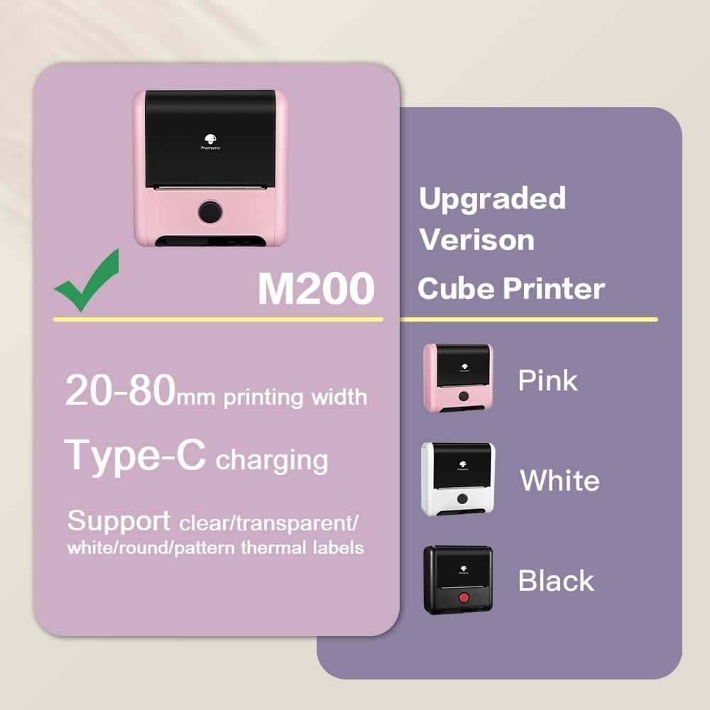 Exclusive Discount 60% Price Phomemo M200 Barcode Label Printer - 2022 Upgrade 3 Inch 80mm Series M110 Label Maker Cube WiFi Bluetooth Thermal Label Printer for Labeling, QR Code, Barcode, Retail, Images for Small Business- Pink Black Friday - 80% OFF Phomemo M200 Barcode Label Printer - 2022 Upgrade 3 Inch 80mm Series M110 Label Maker Cube WiFi Bluetooth Thermal Label Printer for Labeling, QR Code, Barcode, Retail, Images for Small Business- Pink