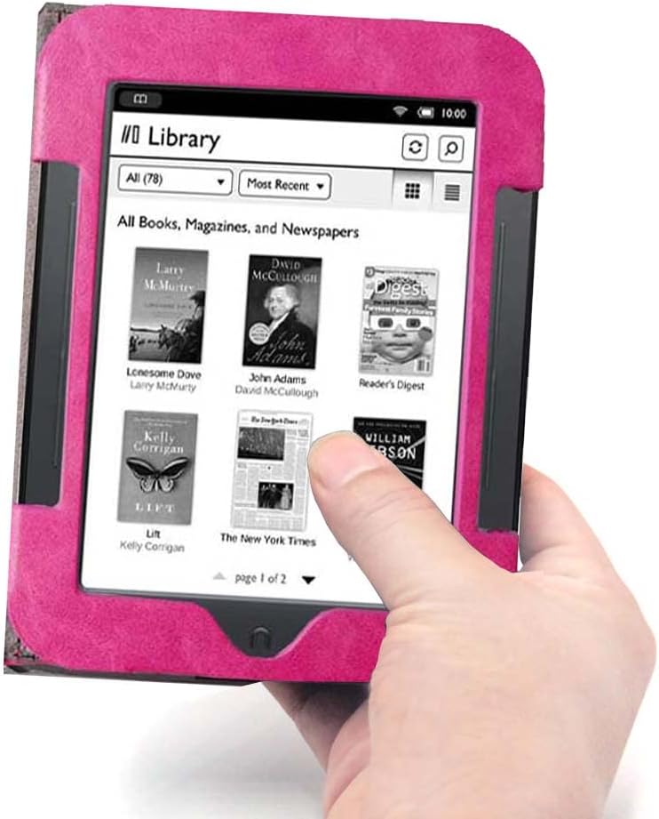 Barnes & Noble Nook Simple Touch eBook Reader Case, Flip Leather Cover for 6 Inch Nook Model BNRV300 BNRV350 BNRV500 Heavy Duty Protection Case (Pink)