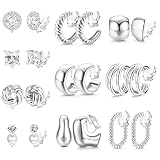 FIBO STEEL 10 Pairs Clip On Earrings for Women Non Pierced Earrings Set