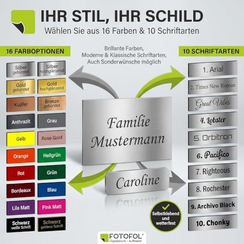 FOTOFOL NAMENSSCHILD BRIEFKASTEN PERSONALISIERT – Namensschilder mit Gravur für Haustür… – Ansicht 3