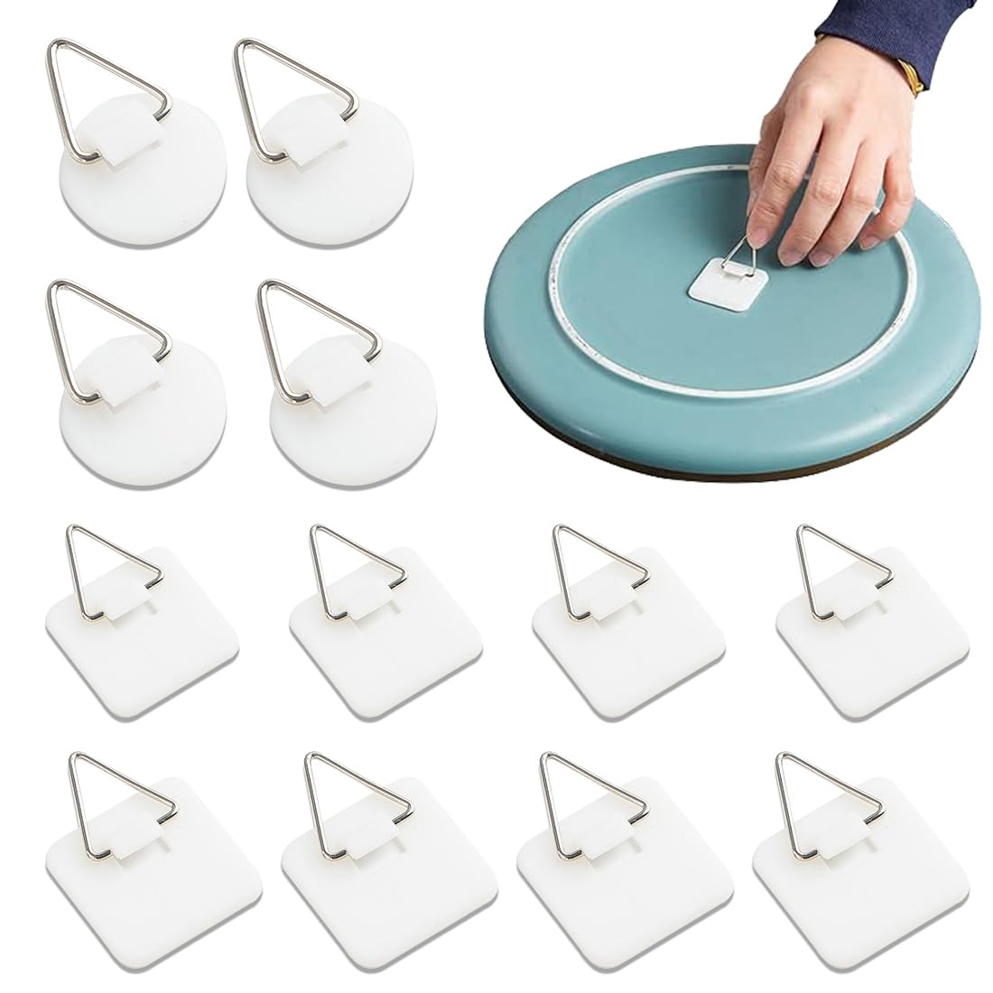 QEQSHQO 12 piezas Ganchos Adhesivos Invisibles,Colgar Cuadros sin Agujeros,Ganchos para Colgar Cuadros,Cuelga Cuadros para Suministros de Decoración de Arte