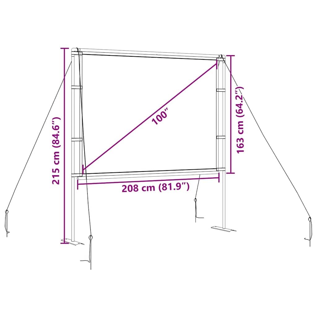 Schermo di proiezione da 100 pollici 4:3 con supporti, schermo portatile per home theater, ufficio e presentazioni