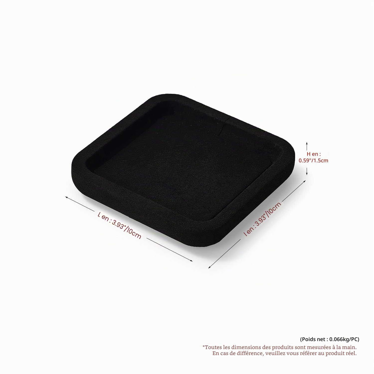 Plateau À Bijoux En Bois, Organisateur De Bijoux Jewelry Tray Présentoir À Bijoux 10x10x1.5cm (noir) | Petit plateau à bijoux - 10 x 10 x 1,5 cm - Noir - Plateau à bijoux Papten - Insert à bijoux pour tiroirs