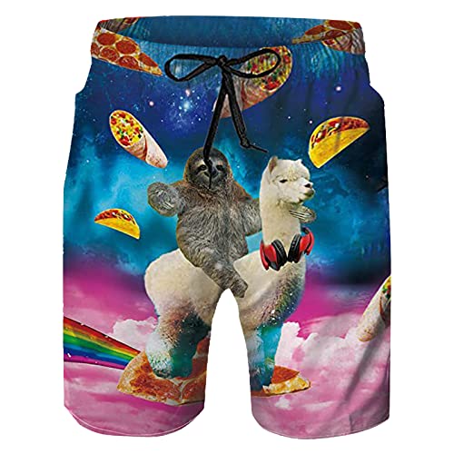Alalaso Mens Casual Summer Short Pants Loose Fit Wide Legs Swim Trunks Cotton Beach Pant With Waist Adjustable Drawstring #TOP10
