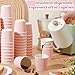 Yaomiao 200 Pcs 4 oz Disposable Espresso Coffee Cups Ripple Corrugated Paper Insulated Hot Cups for Party Cold Drinks Hot Beverage Tea(Pink)