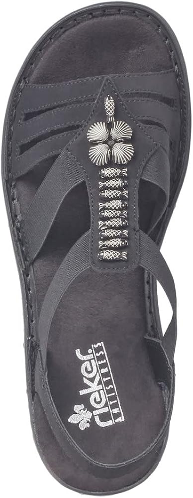Rieker Women's Closed Toe Sandals, Black, 7.5 US