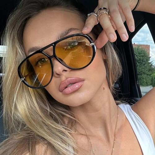 ENTHYI Oversized Aviator Sunglasses for Women Men 70s Trendy Large Big Protection Designer Retro Ladies Shades4
