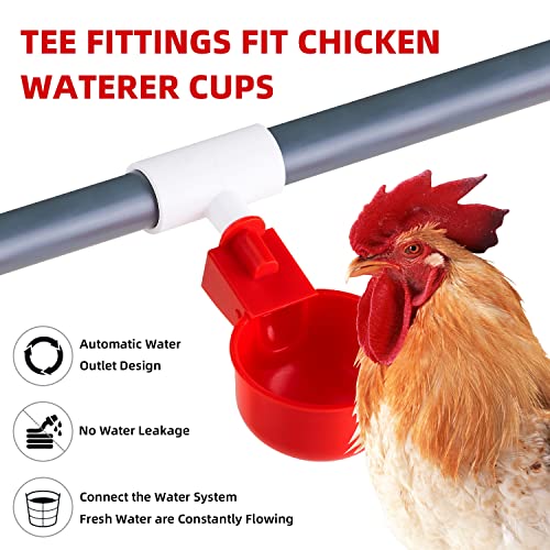 Sykria Chicken Waterer Cups With Pvc Tee Fittings, Automatic Water Feeder Durable Poultry Waterer For Chick, Duck, Quail, Goose, Turkey [12 Pack] #TOP2