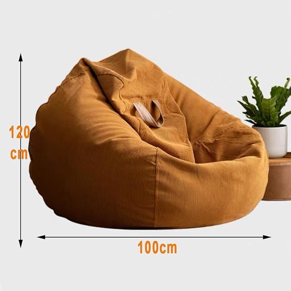 Corduroy Bean Bag Chairs for Adults/Kids (No Fillers) Washable Ultra Soft Bean Bag Cover for Organizing Plush Toys Bean Bag for Bedroom Playroom Rec Room Furniture(Tea Green,100cm Empty Cover)