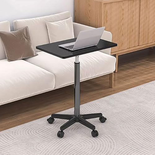 Mesa Auxiliar Regulable en Altura con Ruedas Escritorio móvil for Ordenador portátil for oficinas en casa, Salones, dormitorios y sofás(Black,H59-80cm/23-31.5in)