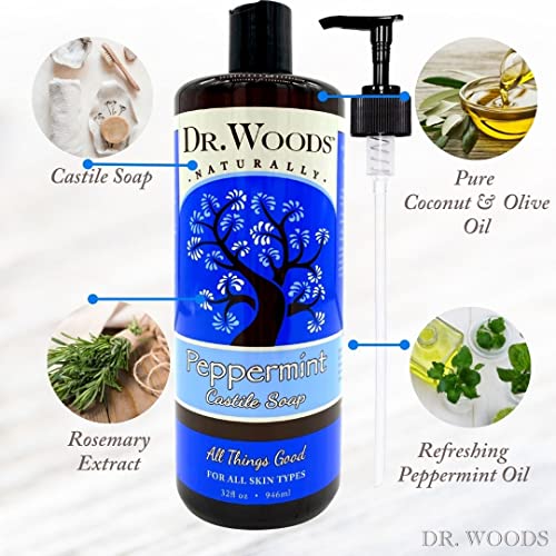 Dr. Woods Pure Peppermint Liquid Castile Soap With Pump, 32 Ounce #TOP3