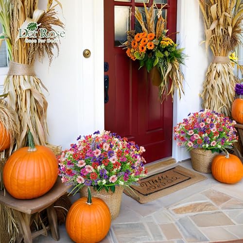 Der Rose 24 Bundles UV Resistant Artificial Flowers for Outdoors Mixed Colors Fake Flowers for Garden Porch Patio Fence Decor by Der Rose - Image 4