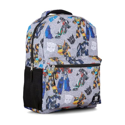 Transformers Mochila Optimus Prime Allover - Optimus, Prime, Megatron e Bumblebee - Transformers School Bookbag, Cinza, One Size, Moderno