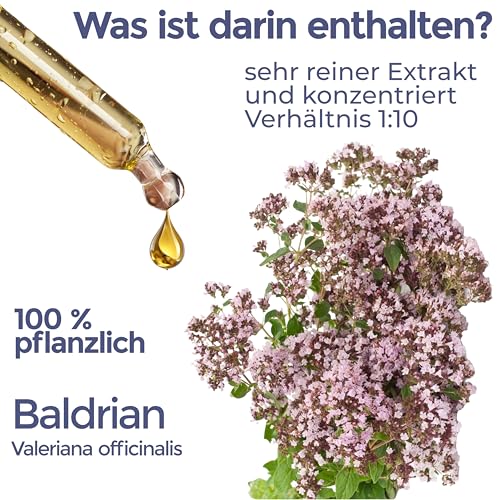 Baldrian Tropfen 100 Ml Hochdosiert, Valerian Stark Für Die Nacht, Ruhiger Schlaf und Innere Ruhe, Nahrungsergänzungsmittel Glycerin Macerate Pflanzlich, J.Armor Pharma Vegan