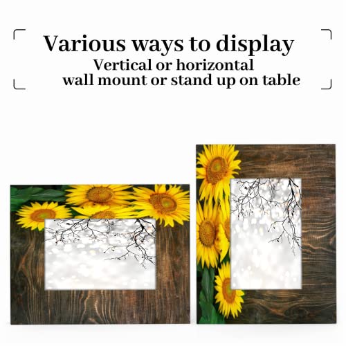 Funky Qiu 5X7 Picture Frame Rustic Sunflower Flower Photo Frame For Wall And Tabletop Display Wooden Photo Picture Frame Home Decor #TOP4