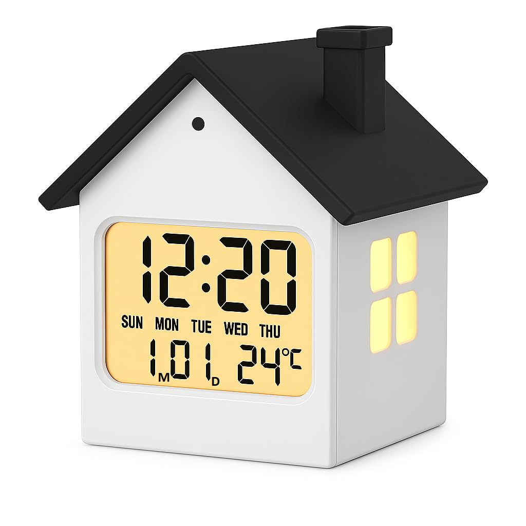 AERYS Digital Alarm Clock with Week,Date,Days-Month,Temperature Display,Compact Desk Table Clock for Students,Office,Bedroom,Living Room,Home Decor,Corporate Use (Dream Home Clock) discount deal