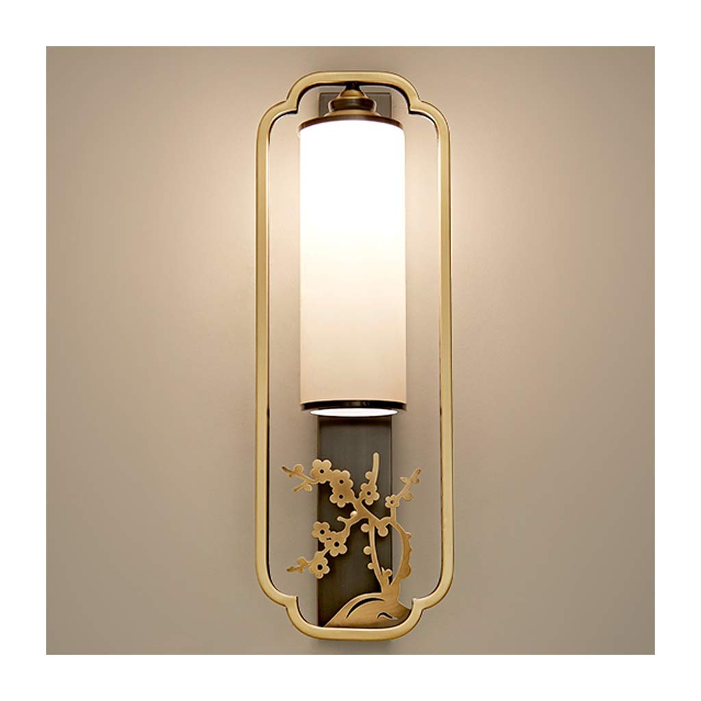 HXYSXHJUO Indoor Wall Lamp Modern Chinese Style Fixed Living Room Copper Creative Bedroom Corridor Energy-Saving Sconce (D)