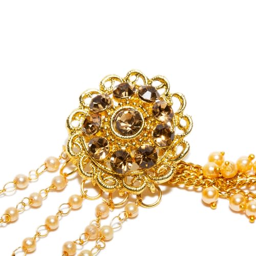 Bindhani Indian Bahubali Style Long Tassel With Multiple Small Jhumki Earring & Back Hair Chain For Women2