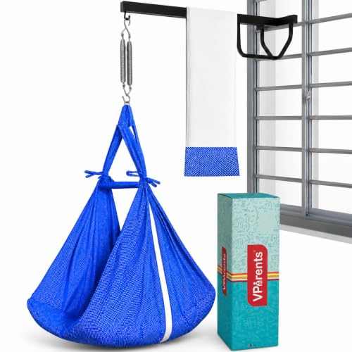 Image of VParents Sleeping Essentials Set with Mosquito Net, Spring & Metal Window Hanger (DarkBlue)