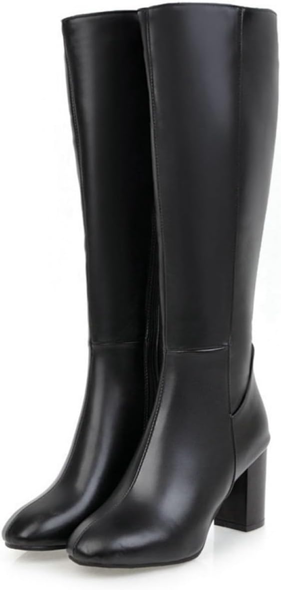 [GHSDQ] ロングブーツ ブーツ スクエア 大きい 筒周り 幅広 甲高 レディース 履き口 ゆったり ブーツ 疲れない 太めヒール ロング ブーツ 歩きやすい ハイヒール 靴 大きいサイズ ジョッキーブーツ シンプル デザイン おしゃれ 可愛い