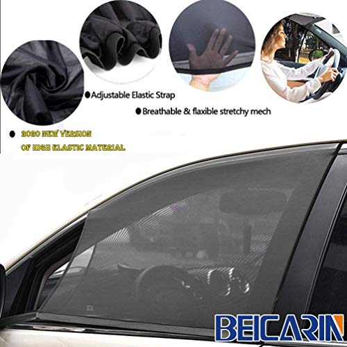 Car Front Window Sun Shade - 2 Pack Breathable Mesh Car Side Window Shade Sunshade Uv Protection For Driver Family Pet On Front Seat, Car Curtain With Two Holes To See Rearview Mirror #TOP1