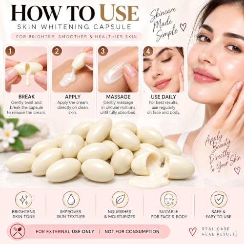 Image of Korean Skin Whitening & Brightening Facial Capsule 50 Pcs for Facial /Brightning Helps to Marks & Spots Removal, Radiance & Glow skin whitening Men & Women all skin type