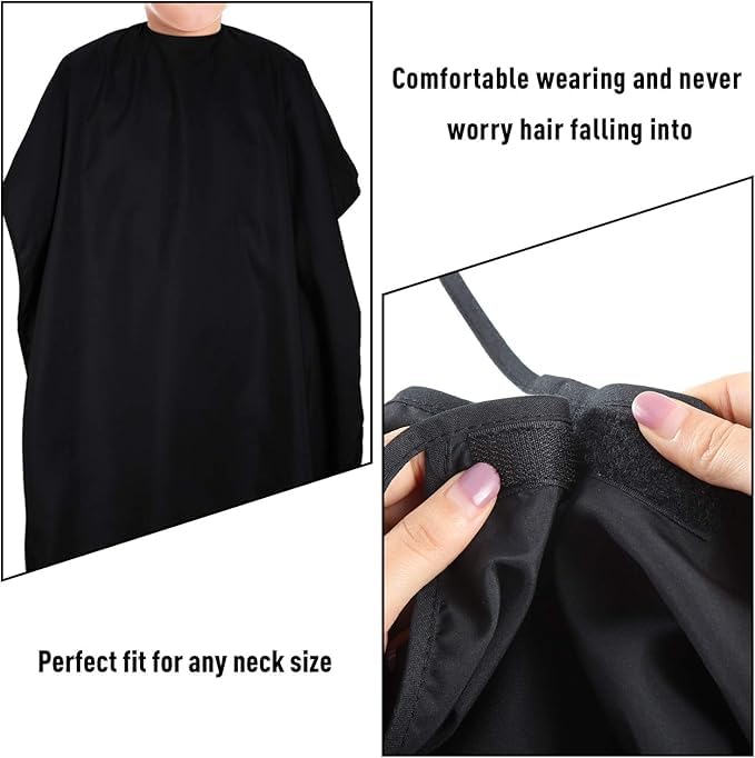 MAKSTILE Kids Hair Cutting Cape for Salon & Home | Barber Cape for Boys & Girls (Children) with Adjustable Neck - Tie Straps & Velcro for Comfortable Fit | Size: 47 x 31 Inches (Black) 3