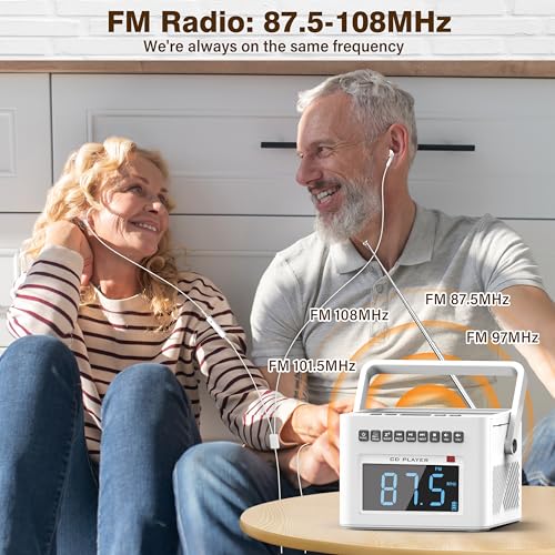 Sunoony BX-W17 5000Mah Rechargeable Cd Player Boombox With Alarm Clock And Time Display, Portable Cd Player With Bluetooth Transmitter thumb #7