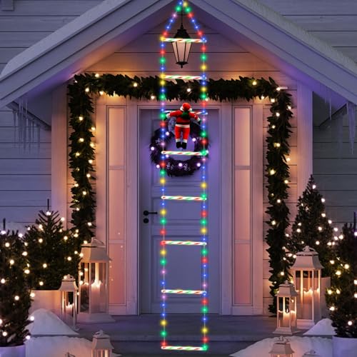 GQBVPN LED Weihnachtsmann Leiter Lichterkette, 2M...