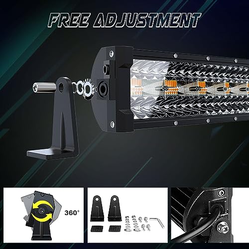 Image of 22 Inch 120W LED Light Bar White /Amber Flasing Six Strobe Modes Light