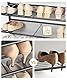 HOOBRO Schuhregal, 4 Schuhablage, Schuhschrank, verstellbares Metallgitterregal, Geräumige Oberseite, für 12-15 Paar Schuhe, Eingang, Korridor, Industrie, vintagebraun-schwarz EBF42XJ01