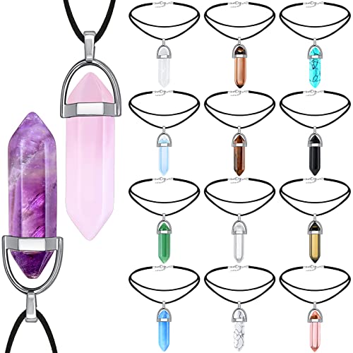 14 Pieces Black Wrap Velvet Choker Hexagonal Gemstone Boho Necklace Layered Choker Necklaces for Women Crystal Choker Pendant Choker Necklace with Stone for Women Girls