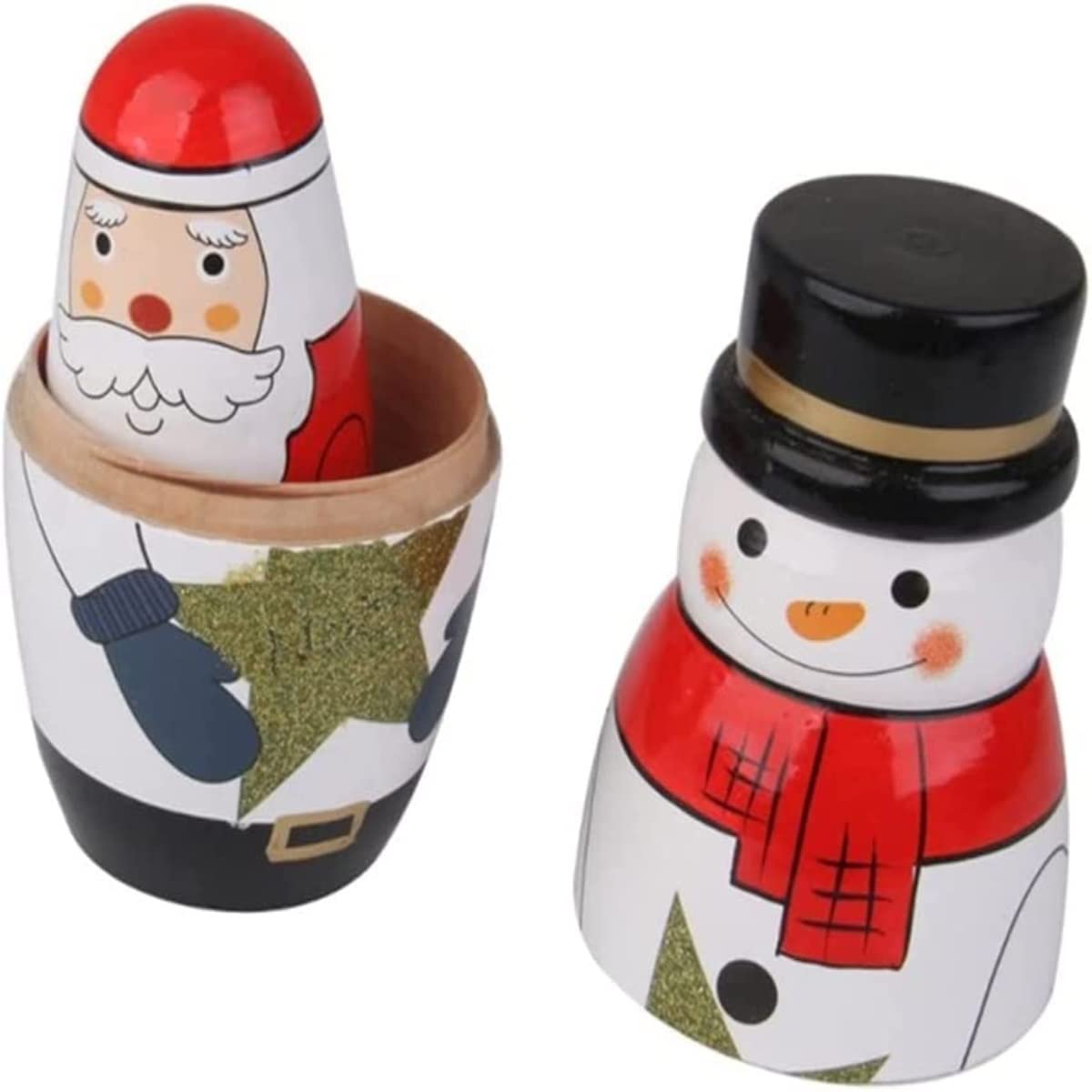 Matrioska 5 Pezzi Bellissime Bambole Russe Di Nidificazione In Legno Fatte A Mano Babbo Natale Pupazzo Neve Matrioska Regalo Giocattolo Impilabile