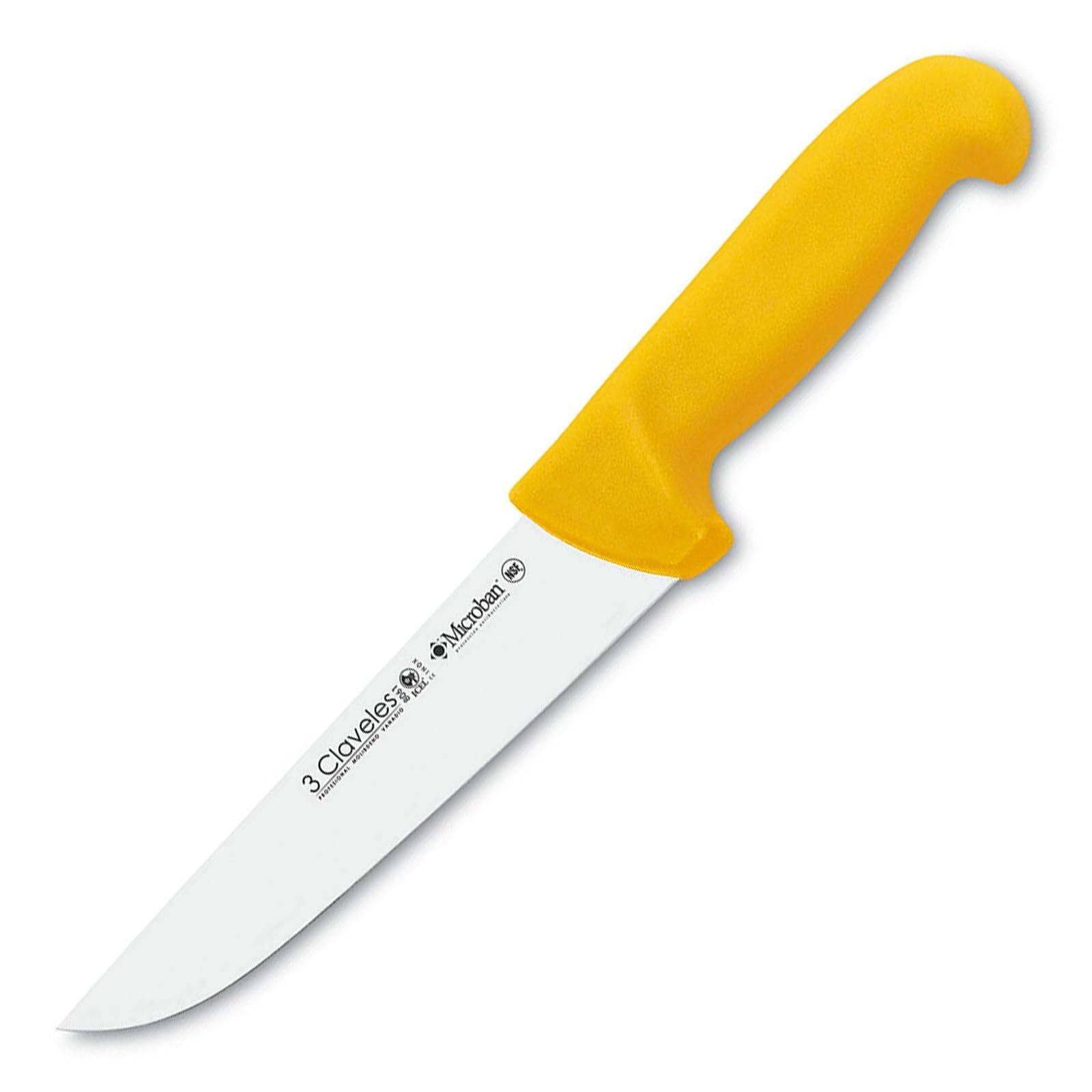 3 Claveles Cuchillo Carnicero Estrecho Proflex, Acero Inoxidable, Amarillo, 18 cm-​7"