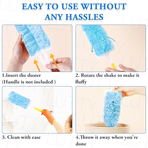 Image of Dusters Refills 40 Count 360Double-Sided 4X Microfibers Disposable Dusting Pads Compatible with Swiffer Duster Refill for Blinds Ceiling Fans Furniture Multi-Surface Dusting(Blue)