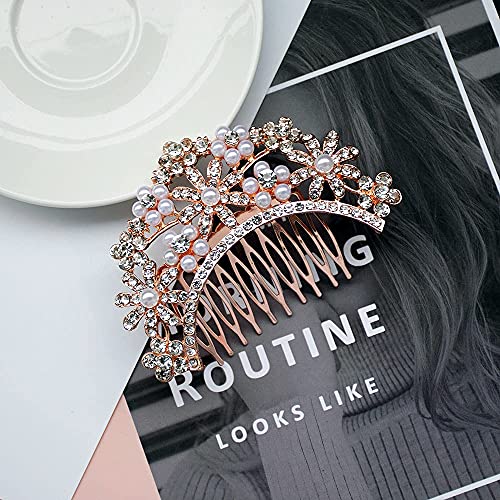 4 Pieces Wedding Hair Accessories For Brides,Rose Gold Bridal Hair Accessories Faux Pearl Rhinestone Hair Combs For Women Bride Bridesmaid Girls Wedding Birthday Party Porm #TOP7