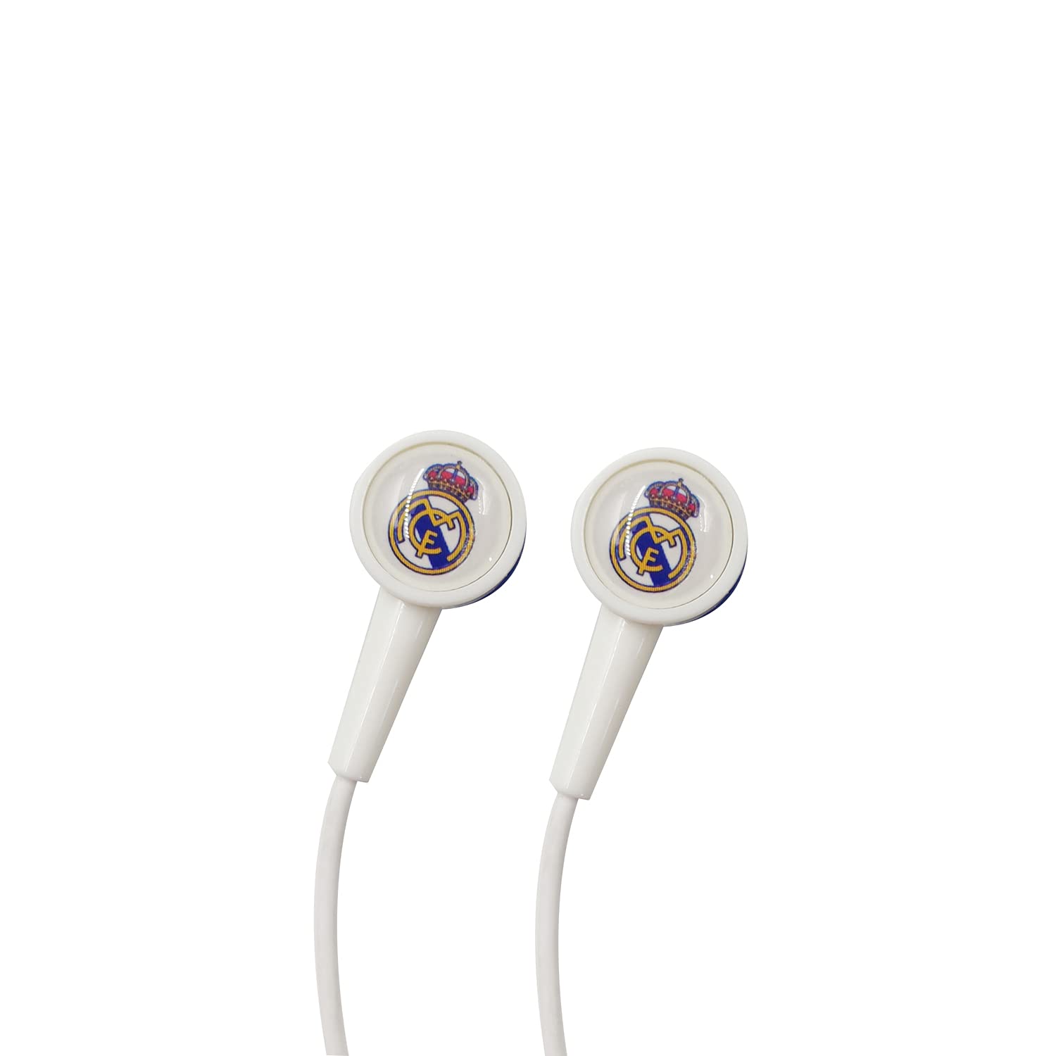 Real Madrid Auriculares Tipo Botón con Cable 120 cm Reducción de Ruido Clavija Mini Jack 3.5 mm Oficial