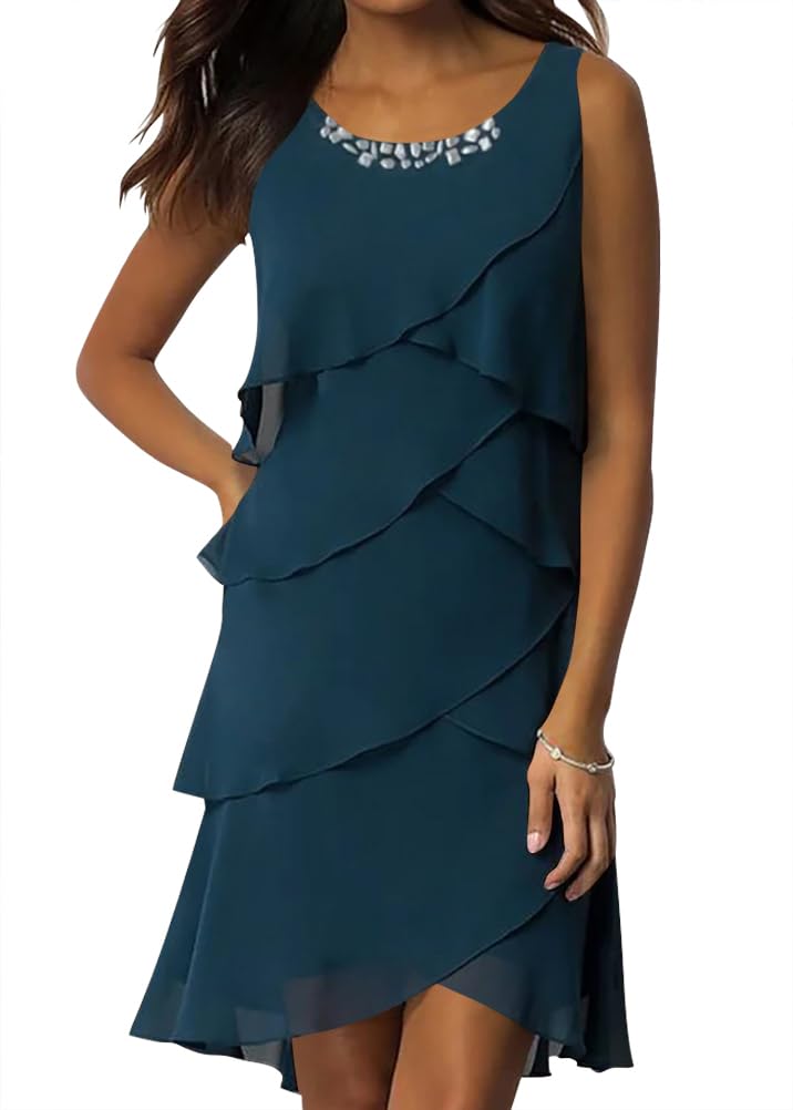 Tomwell Damen Cocktailkleid Aus Chiffon - Elegant & Bequem Für Jeden Anlass