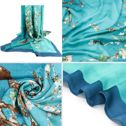 vimate 100% Large Silk Feeling Scarf-Women's Fashion Long Mulberry Silk Satin Neck Scarf Sunscreen Shawl Wrap Headscarf2