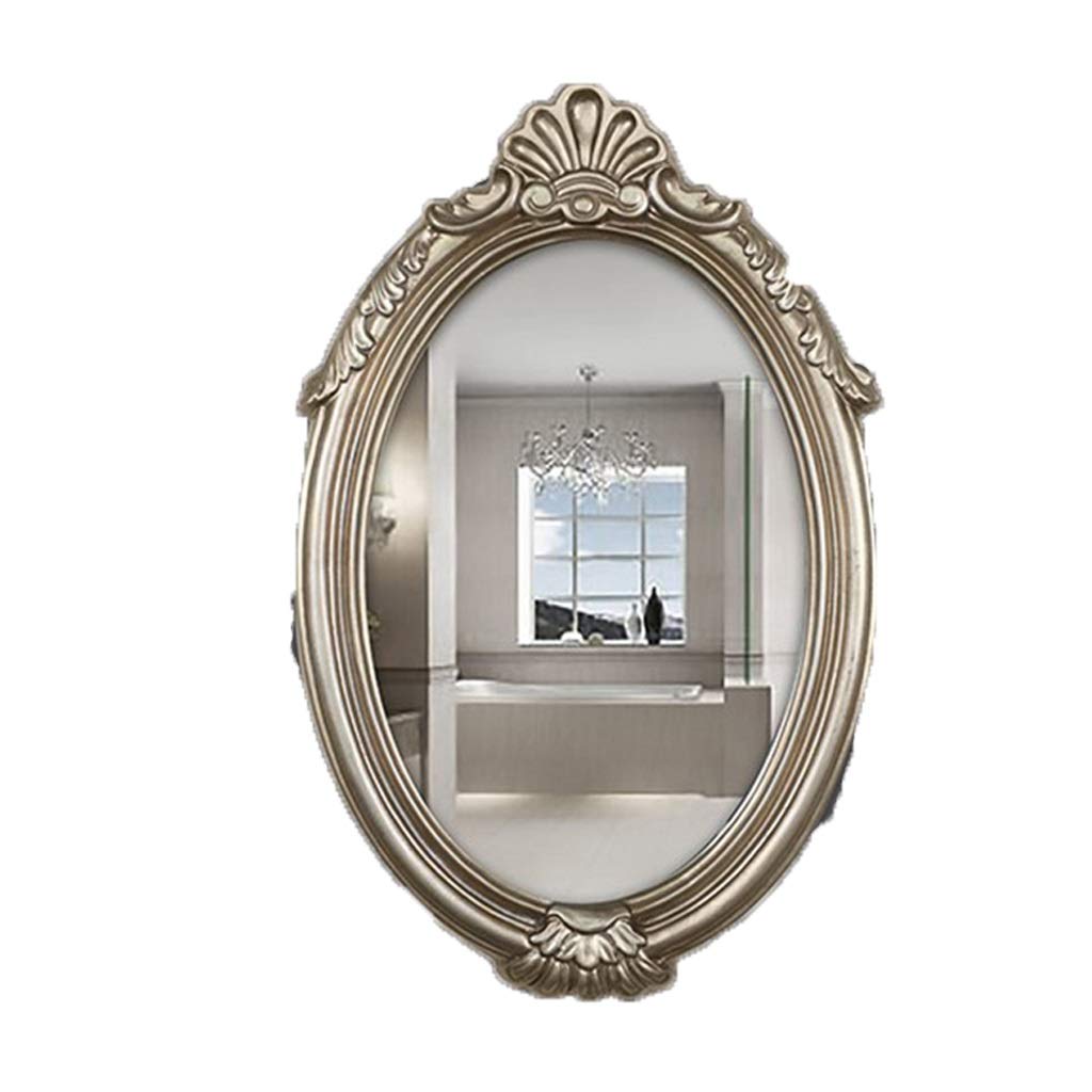 DERBUT Espejo de tocador para baño, Espejo de tocador montado en la Pared, Espejo de Lijado Hecho a Mano Retro Europeo, Espejo de Belleza