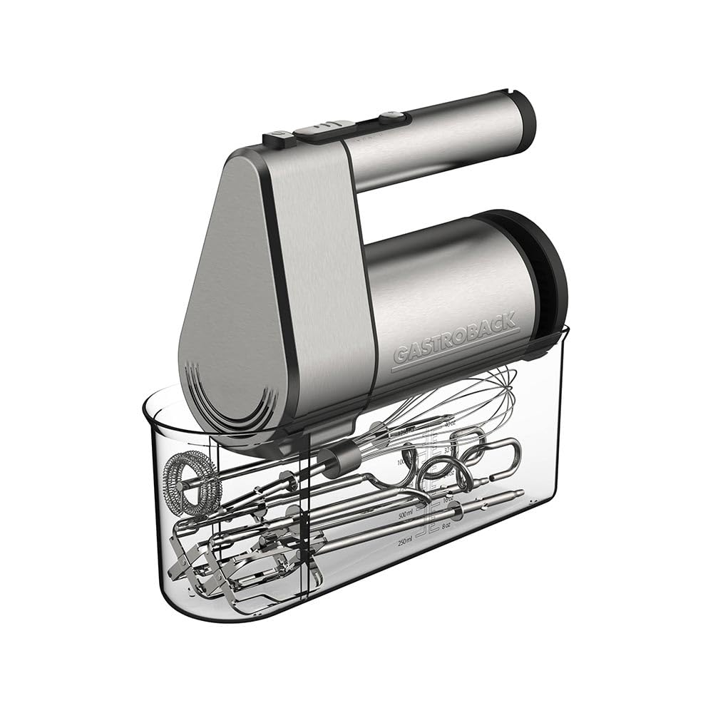GASTROBACK Profi Handmixer 1000 Watt Handrührgerät mit Knethaken - Elektrischer Rührgerät für Küche - Leise Mixer für Teig Backen - 5 Geschwindigkeiten - Rührgerät Handmixer - Küchenmixer
