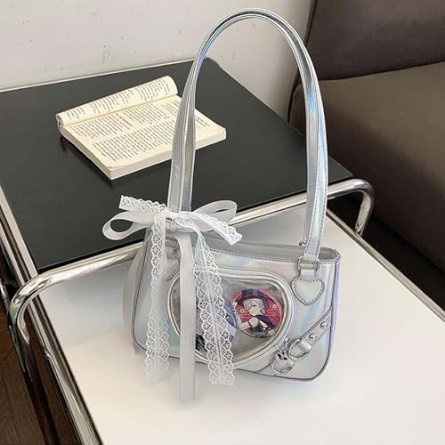 PU Itabag Pin Display Shoulder Bag Women Elegant Japanese Trendy Cute Heart Bag Y2k4