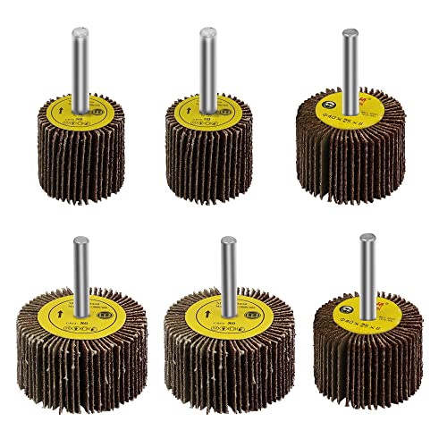 Torsor POLISHING WHEEL 6 Pack Sanding Flap Wheel 80 Grits Aluminum Oxide For Remove Rust Weld Burr 1/4 Shank Drill Rotary Tools Abrasive Cylindrical Flap Sander Handle Louver Grinding Head Sandpaper Impeller cover